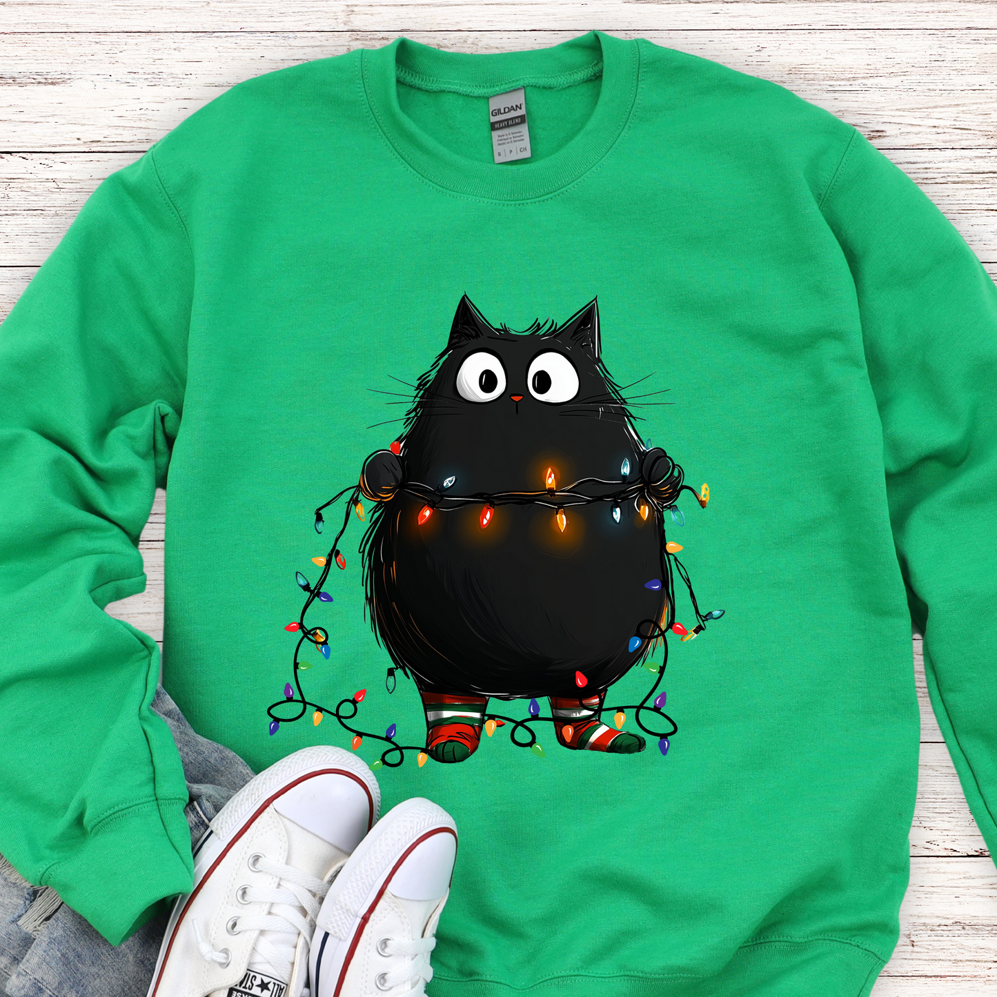 Christmas Cat Sweatshirt Unisex Crew