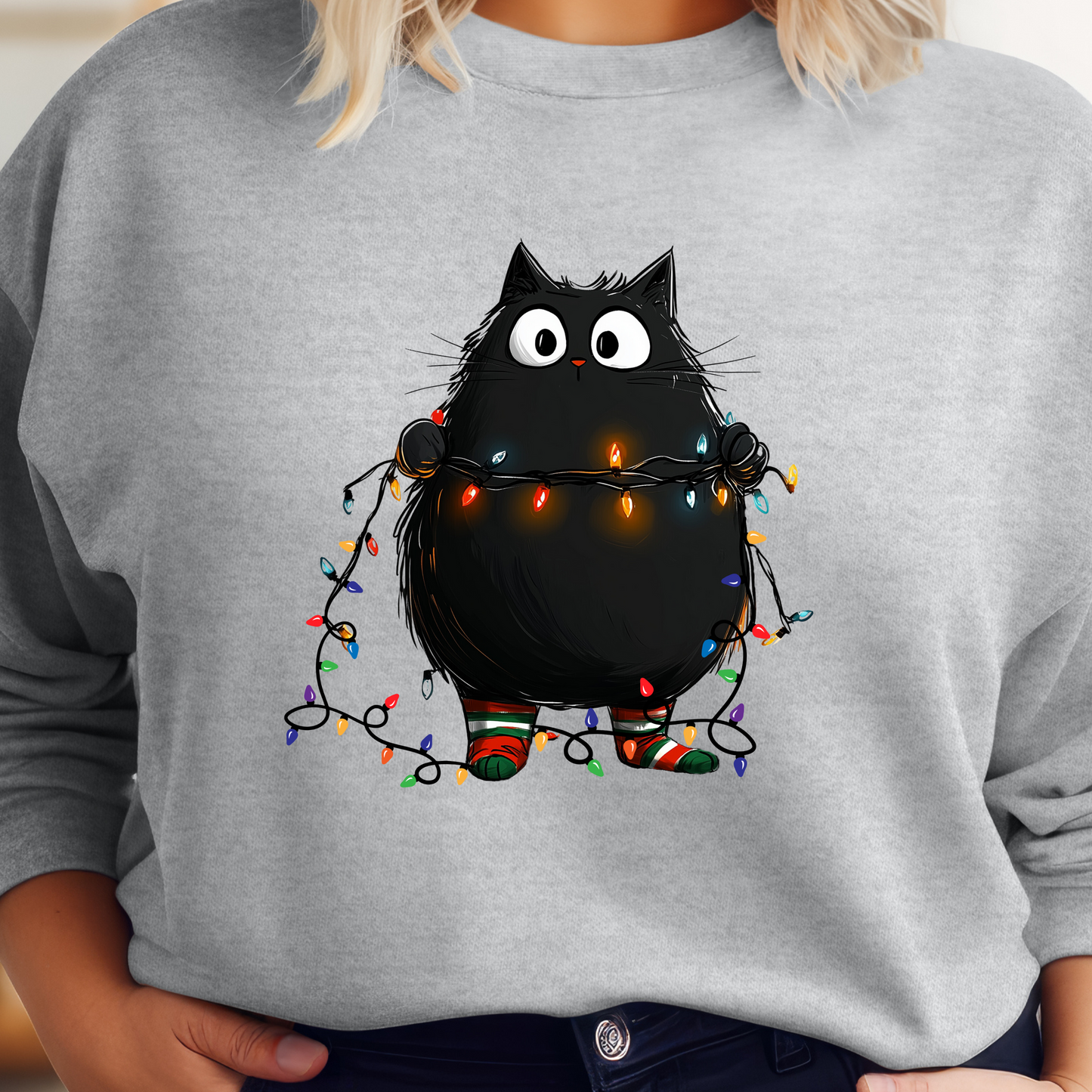Christmas Cat Sweatshirt Unisex Crew