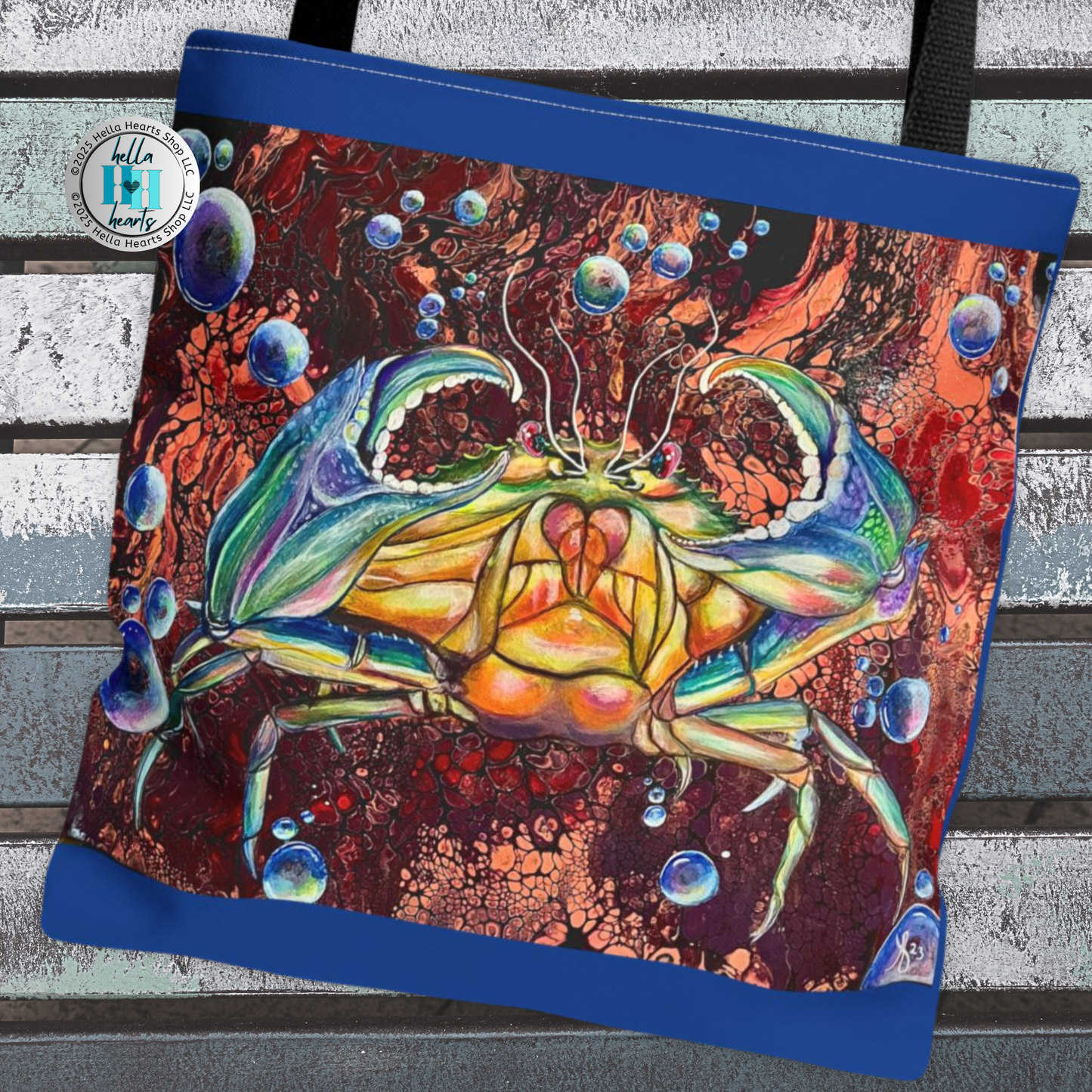 Crab Tote Bag - Original Art, Crab On A Therm Vent from Mama Mosaic Artworks