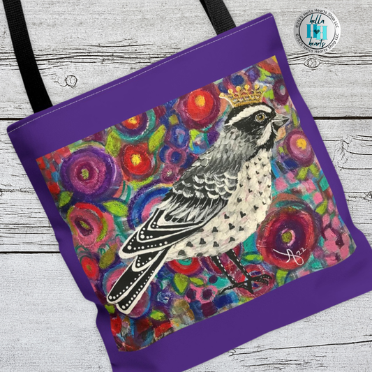 Sparrow Tote Bag -  Original Art, Crowned Sparrow from Mama Mosaic Artworks - 3 Sizes