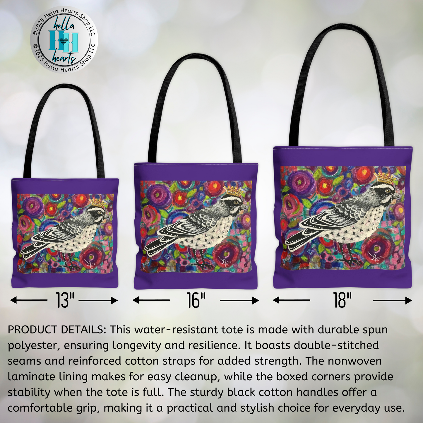 Sparrow Tote Bag -  Original Art, Crowned Sparrow from Mama Mosaic Artworks - 3 Sizes