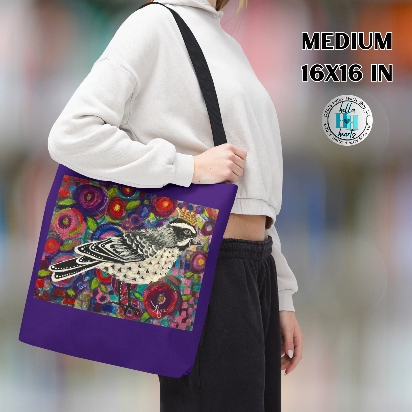 Sparrow Tote Bag -  Original Art, Crowned Sparrow from Mama Mosaic Artworks - 3 Sizes