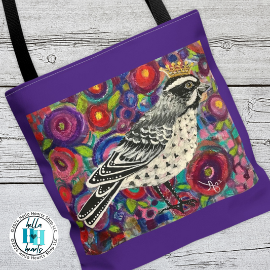 Sparrow Tote Bag -  Original Art, Crowned Sparrow from Mama Mosaic Artworks - 3 Sizes