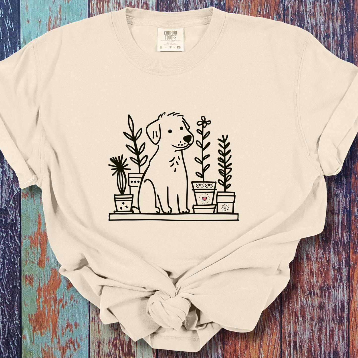 Dog and Plant Lover TShirt - Dogs Heart Plants Comfort Colors Unisex Crew