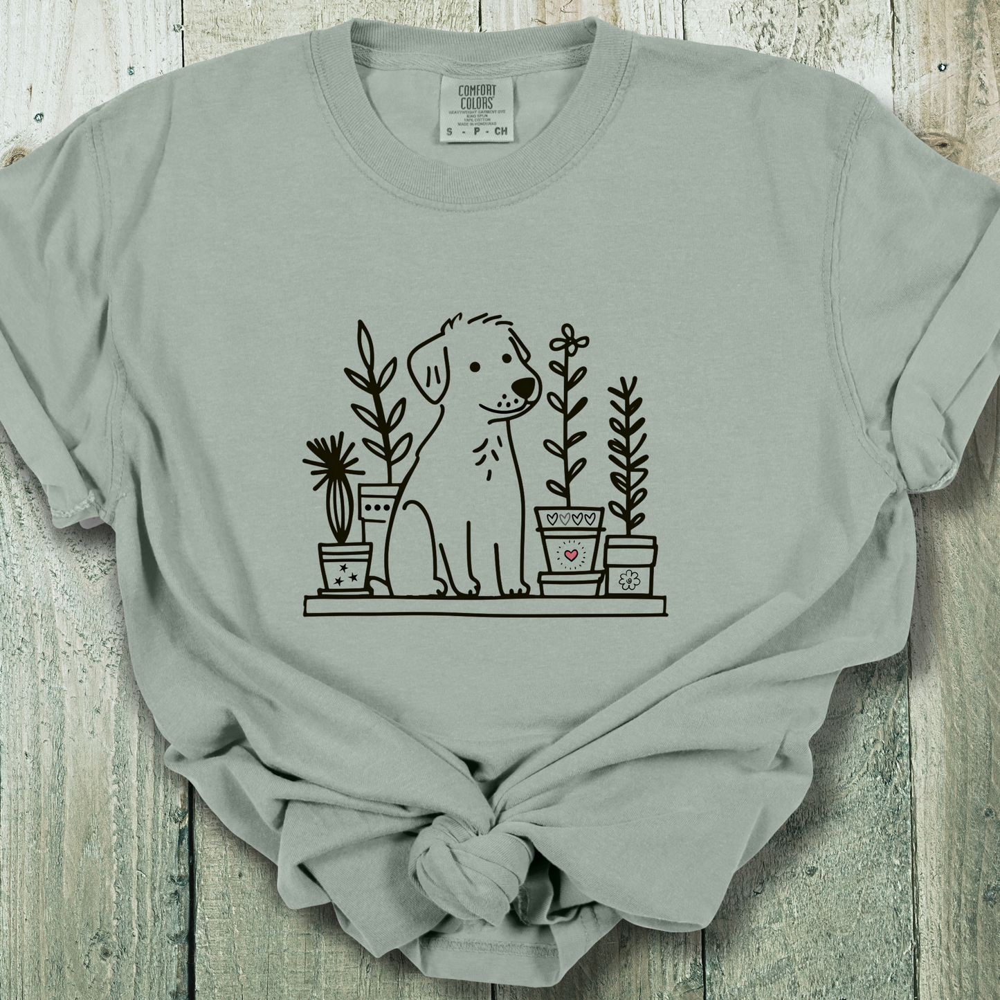 Dog and Plant Lover TShirt - Dogs Heart Plants Comfort Colors Unisex Crew