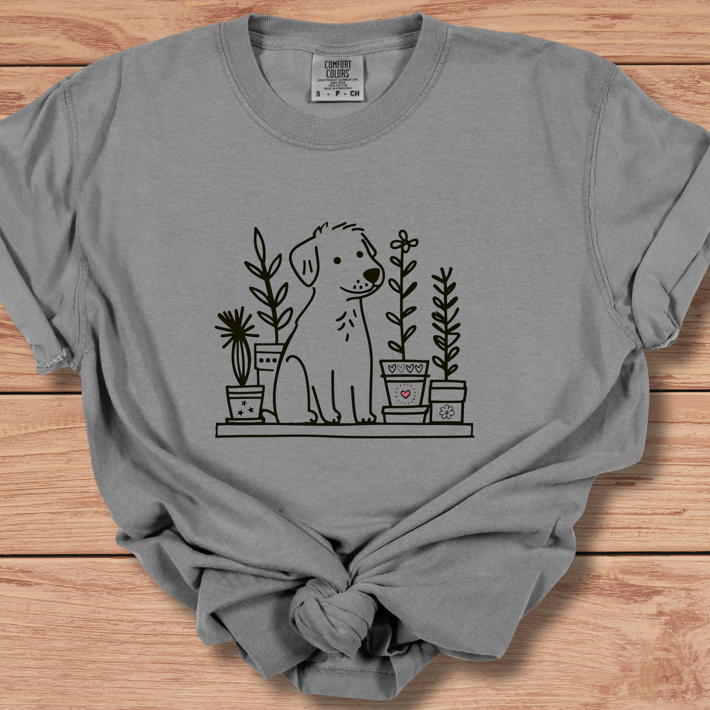 Dog and Plant Lover TShirt - Dogs Heart Plants Comfort Colors Unisex Crew