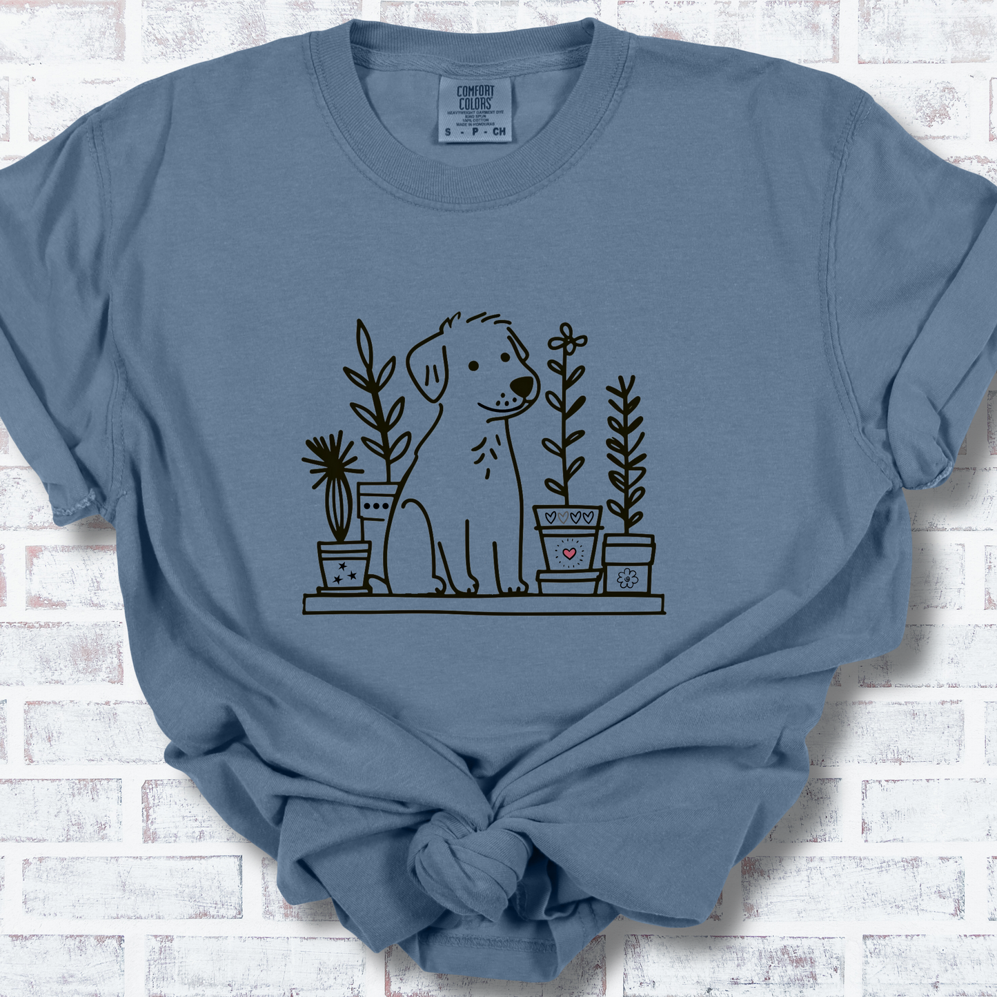 Dog and Plant Lover TShirt - Dogs Heart Plants Comfort Colors Unisex Crew