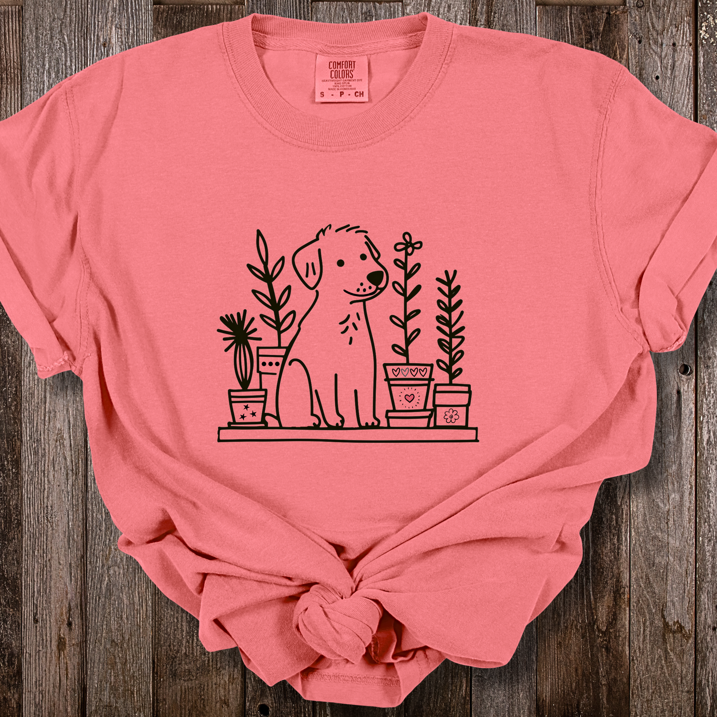 Dog and Plant Lover TShirt - Dogs Heart Plants Comfort Colors Unisex Crew