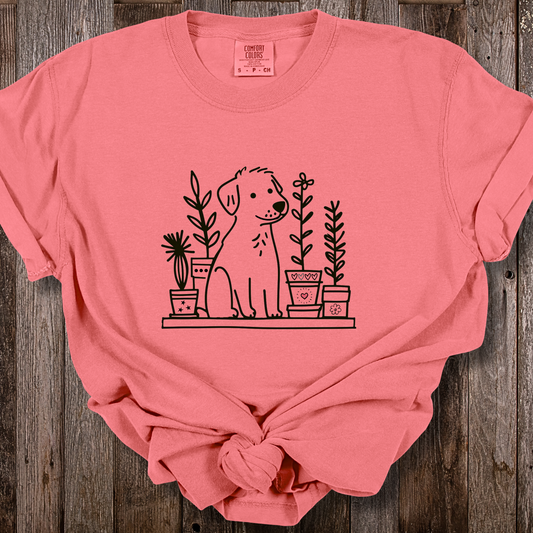 Dog and Plant Lover TShirt - Dogs Heart Plants Comfort Colors Unisex Crew