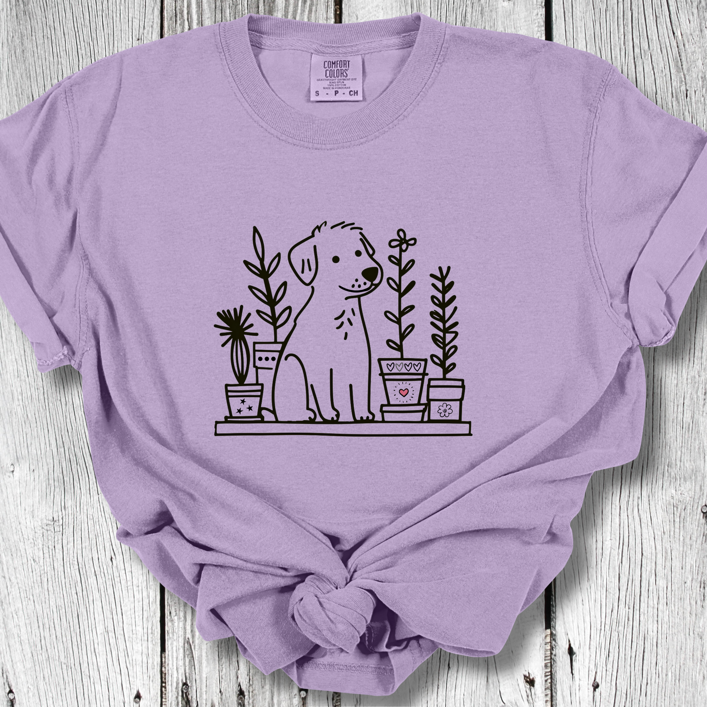 Dog and Plant Lover TShirt - Dogs Heart Plants Comfort Colors Unisex Crew