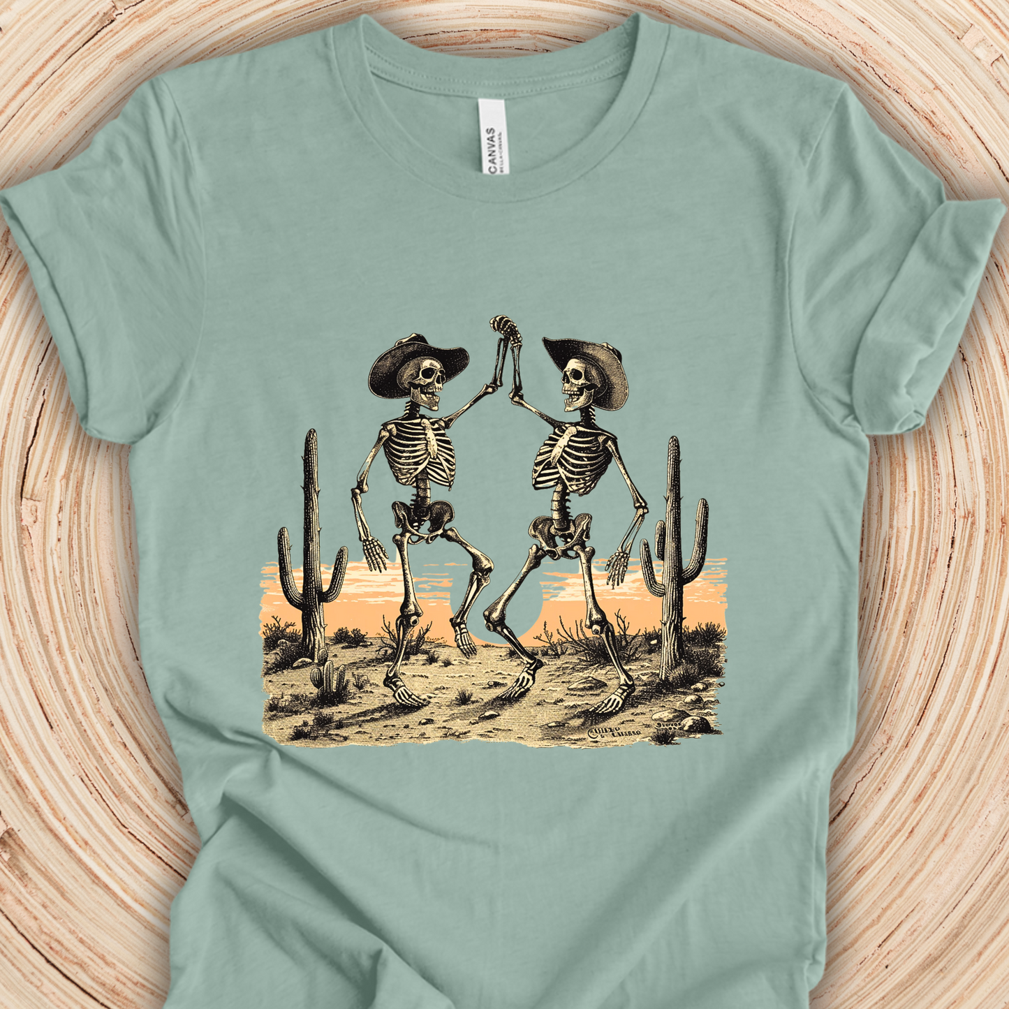 Skeleton TShirt - Dancing Cowboy Skeletons Unisex Crew