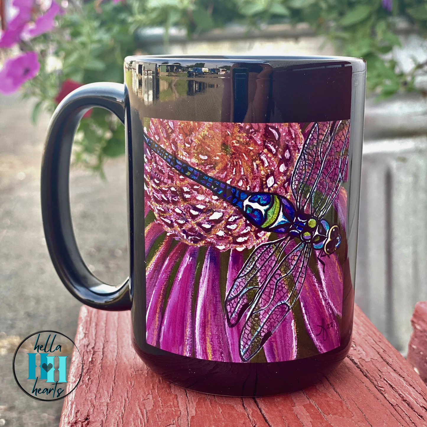 Dragonfly Mug - 15oz Glossy Ceramic - Garden Jewel from Mama Mosaic Artworks