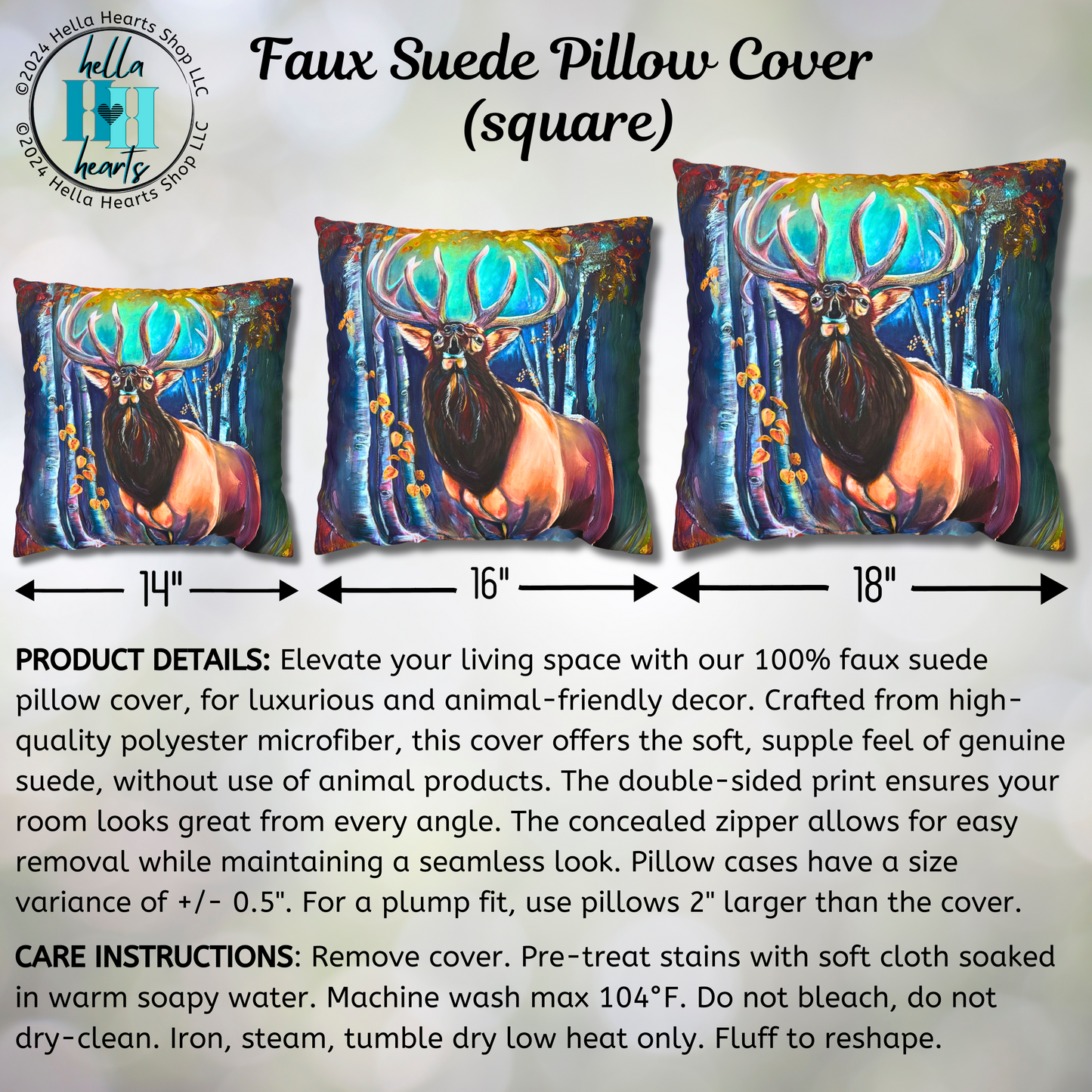 Wapiti Elk Throw Pillow Cover - Faux Suede - 3 Sizes - Song of Autumn Elk from Mama Mosaic Artworks