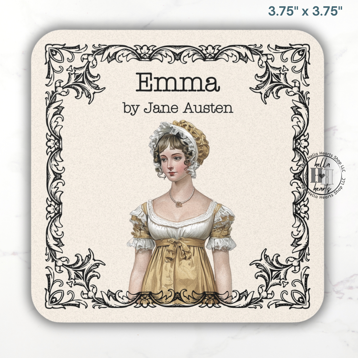 Jane Austen Book Coasters, Bookish Gift, Classic Lit, Cork Back