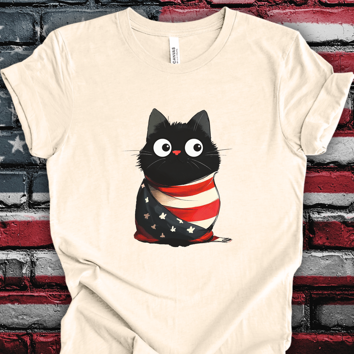 USA Kitty in Flag July 4th Unisex TShirt