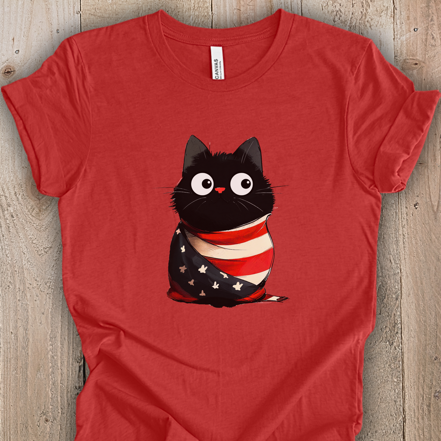 USA Kitty in Flag July 4th Unisex TShirt