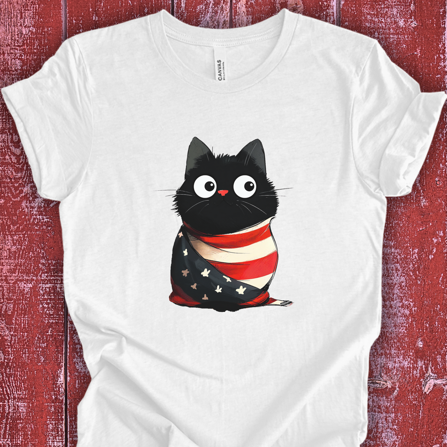 USA Kitty in Flag July 4th Unisex TShirt