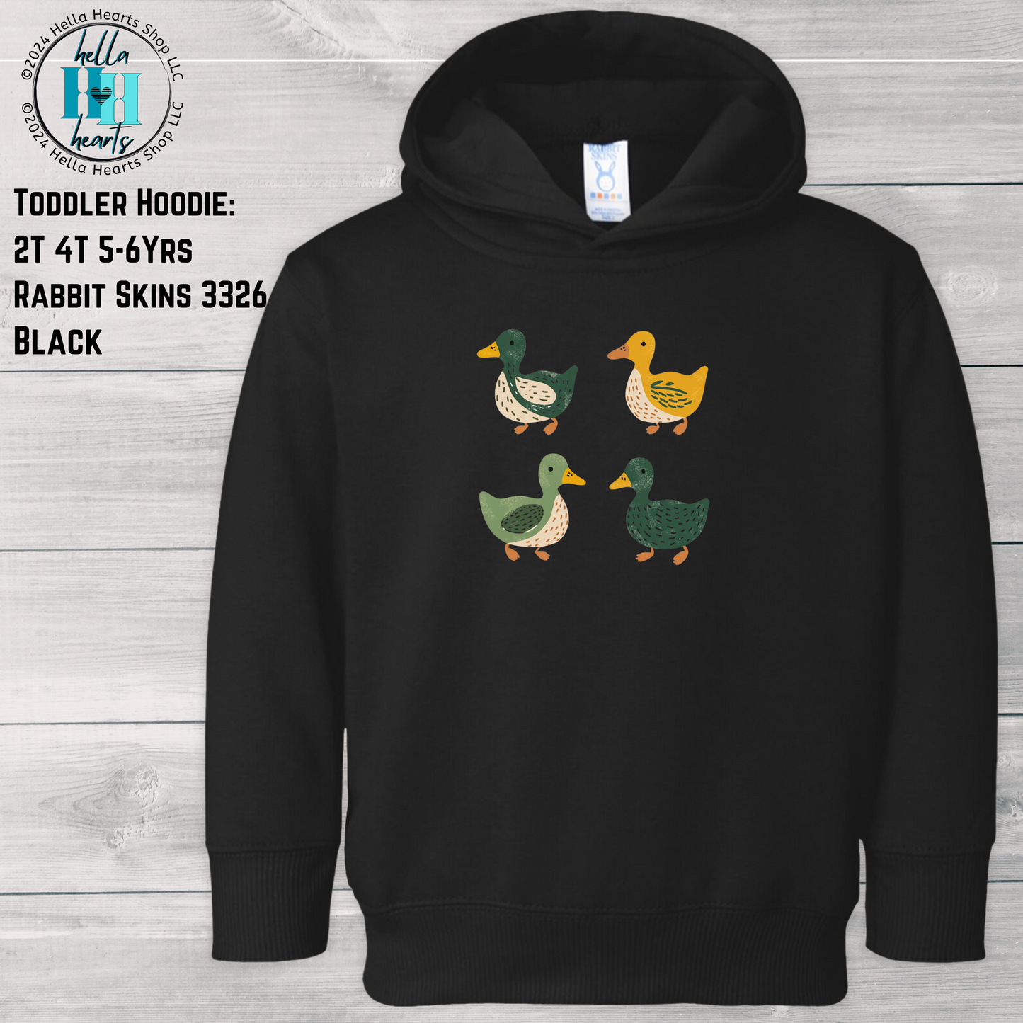Youth Ducks Hoodie, Folk Art Retro Duck Lover, Eugene Oregon