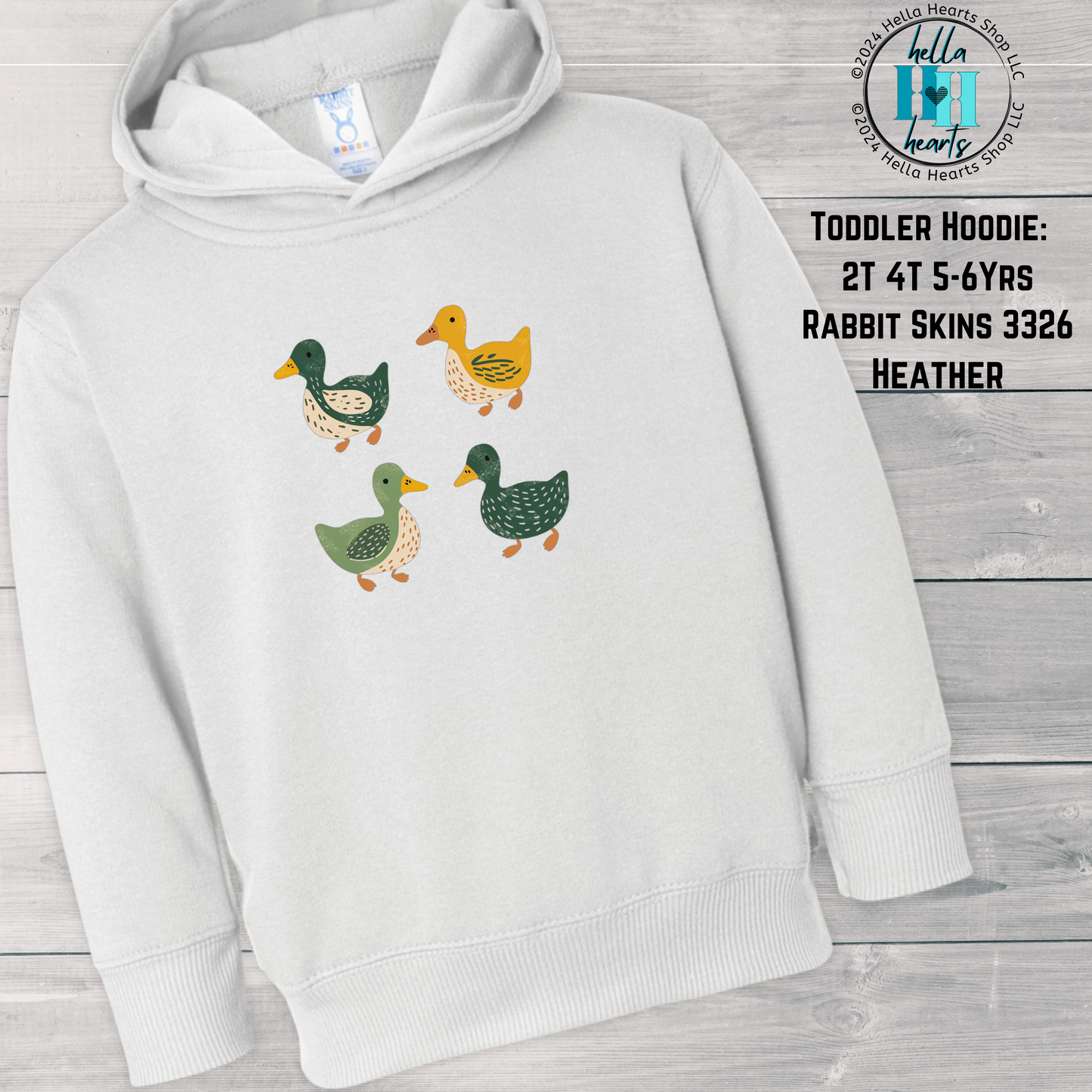 Youth Ducks Hoodie, Folk Art Retro Duck Lover, Eugene Oregon