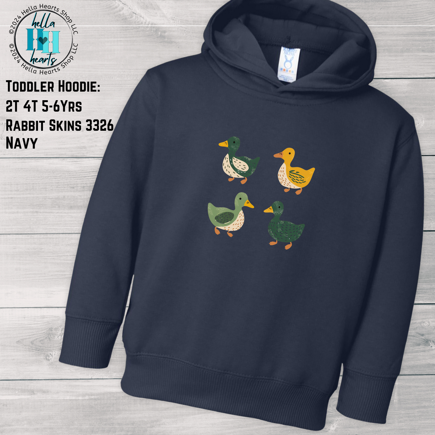 Youth Ducks Hoodie, Folk Art Retro Duck Lover, Eugene Oregon