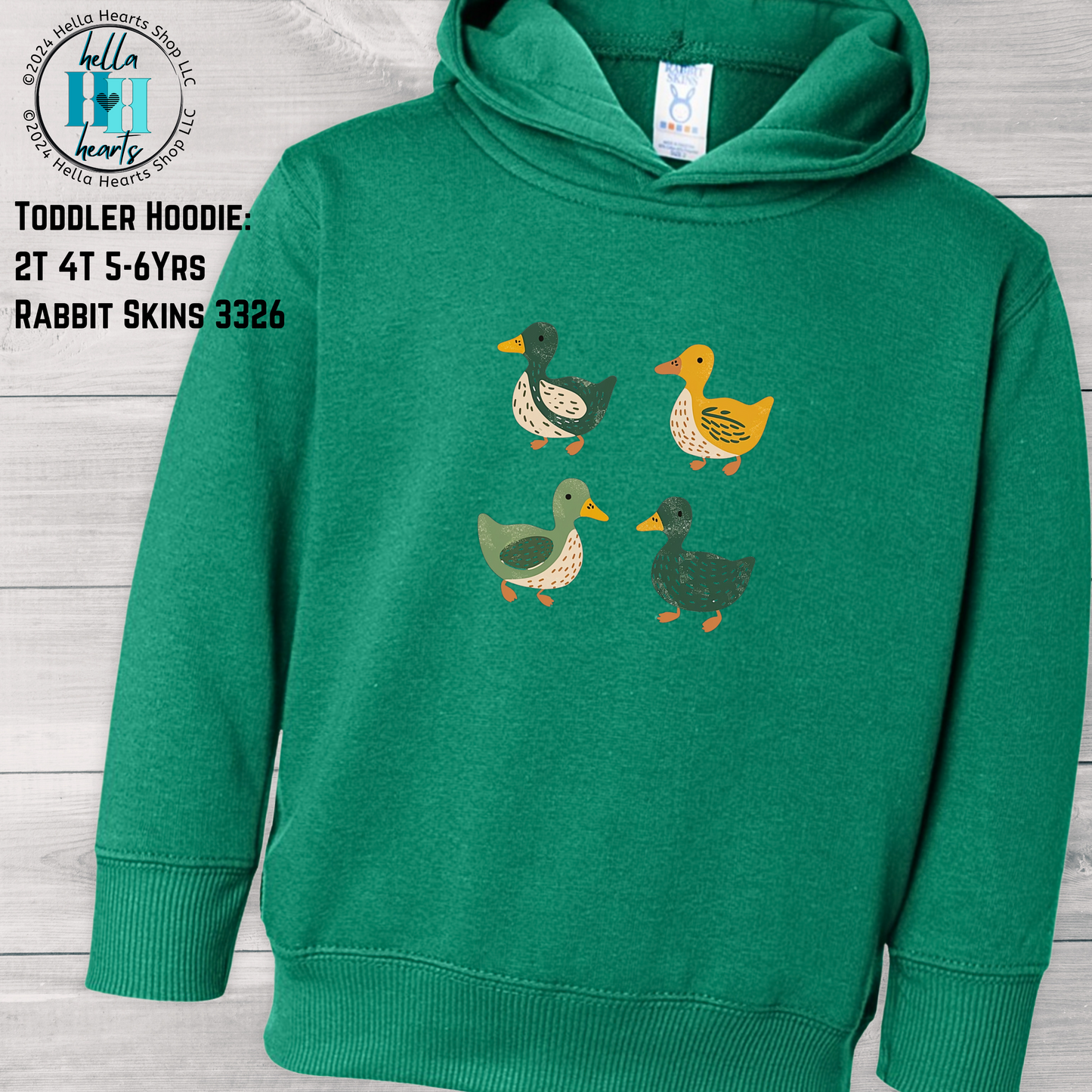 Youth Ducks Hoodie, Folk Art Retro Duck Lover, Eugene Oregon