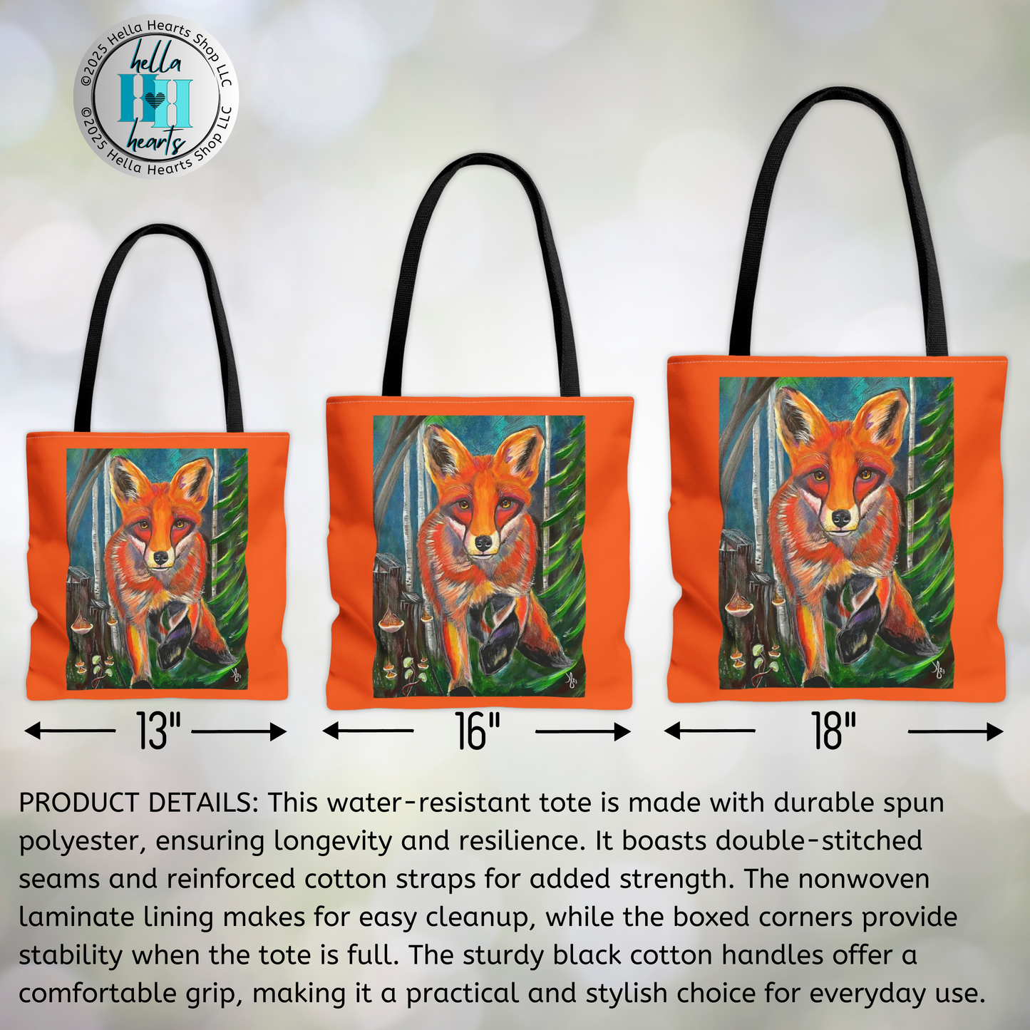 Fox Tote Bag - Original Art, Fox Trot by Mama Mosaic Artworks - Water Resistant Bag - 3 Sizes