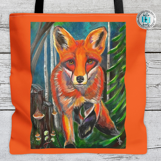 Fox Tote Bag - Original Art, Fox Trot by Mama Mosaic Artworks - Water Resistant Bag - 3 Sizes
