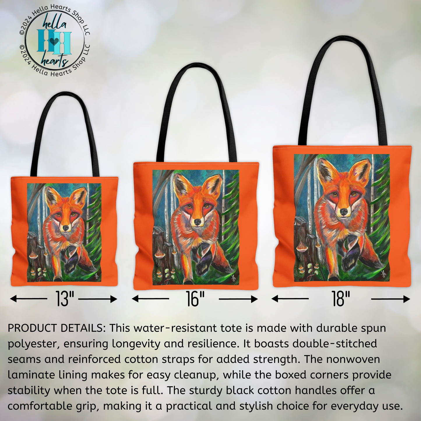 Fox Tote Bag - Original Art, Fox Trot by Mama Mosaic Artworks - Water Resistant Bag - 3 Sizes