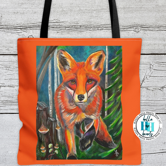 Fox Tote Bag - Original Art, Fox Trot by Mama Mosaic Artworks - Water Resistant Bag - 3 Sizes