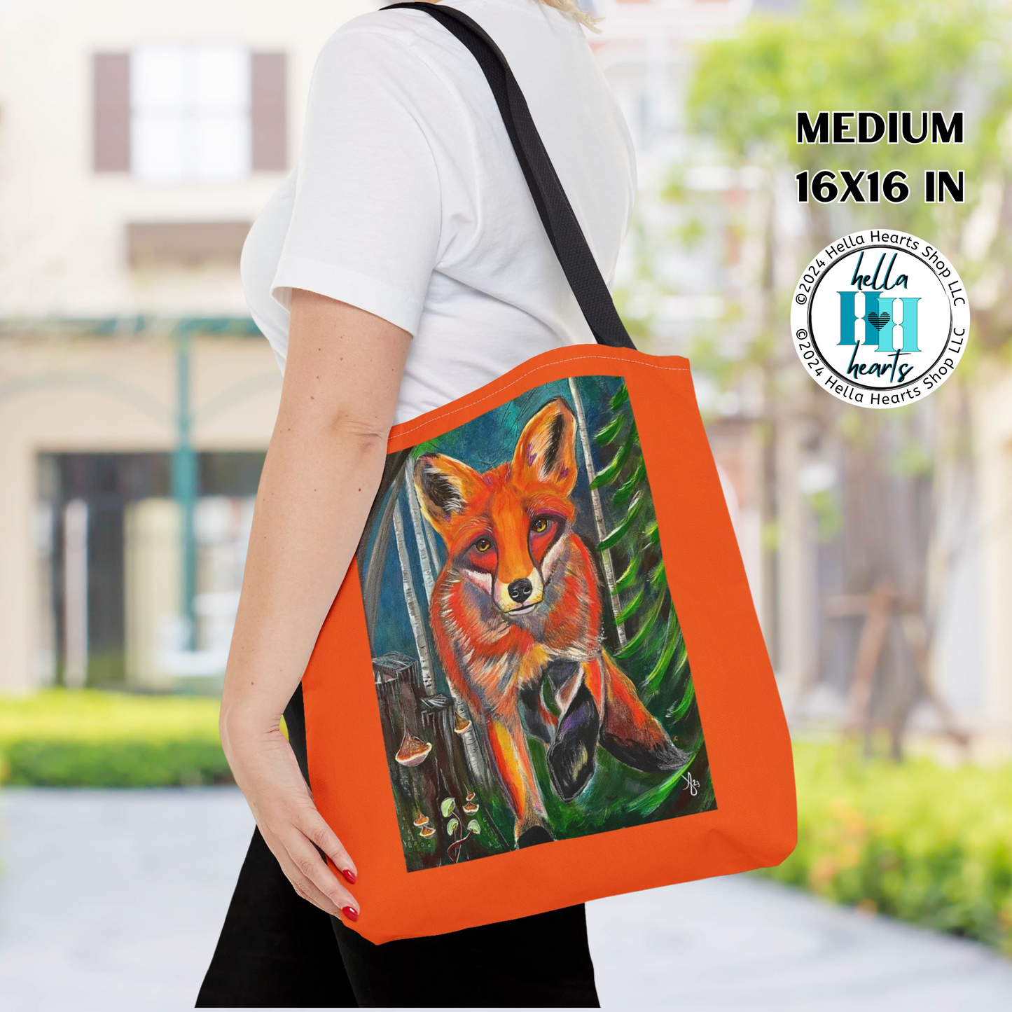 Fox Tote Bag - Original Art, Fox Trot by Mama Mosaic Artworks - Water Resistant Bag - 3 Sizes