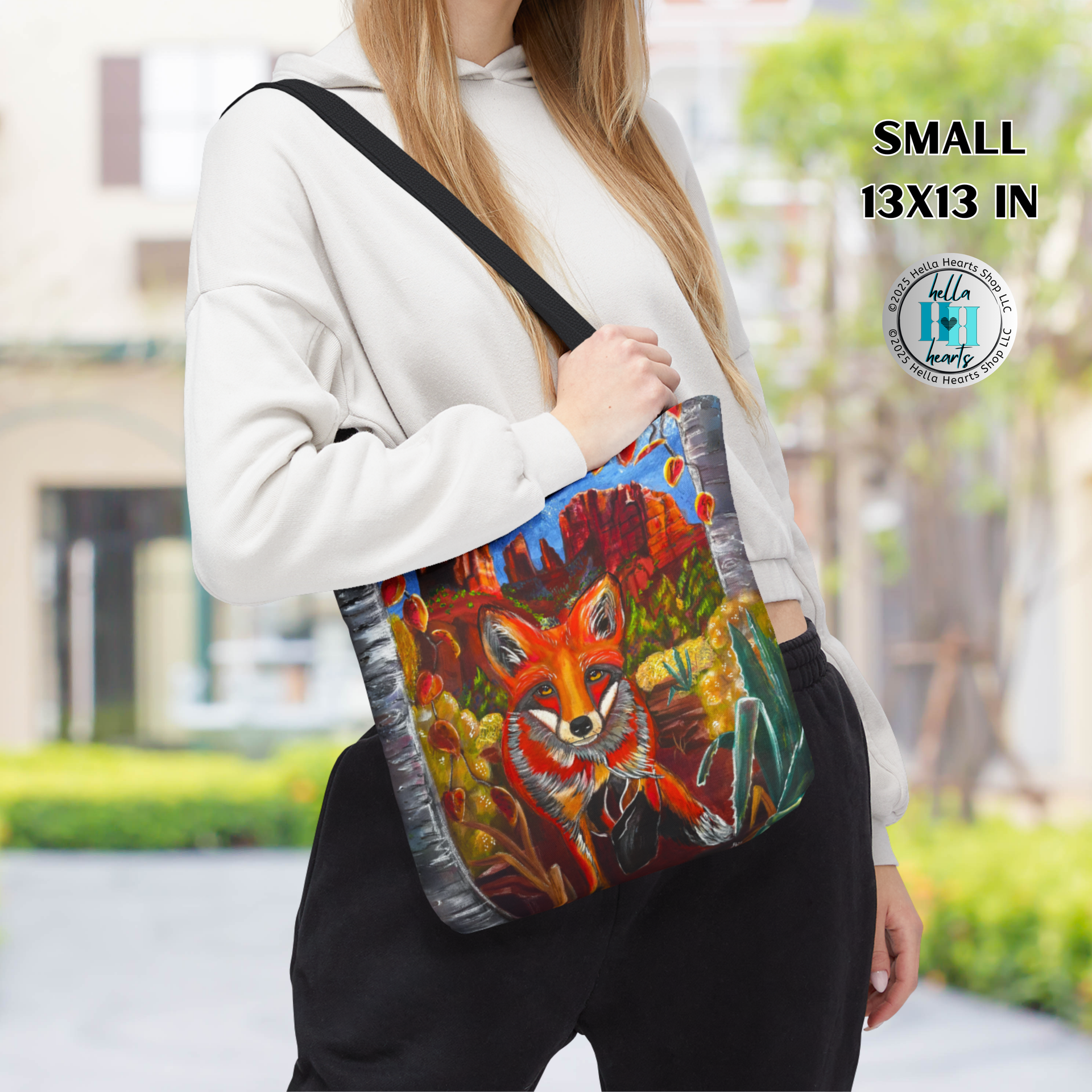 Sedona Fox Tote Bag - Original Art, Fox at Cathedral Rock
