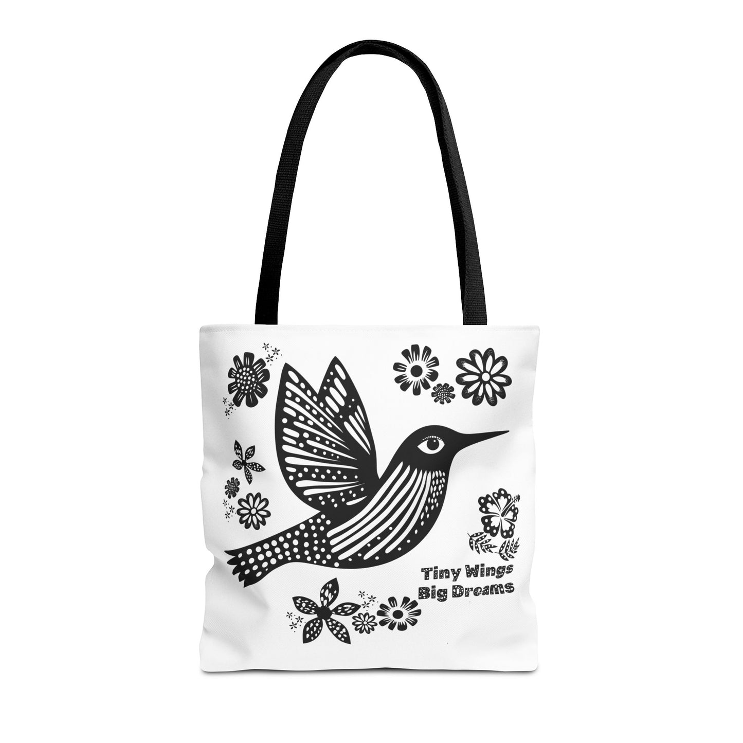 Hummingbird Tote Bag - Tiny Wings Big Dreams Book Bag - Water Resistant Tote - 3 Sizes