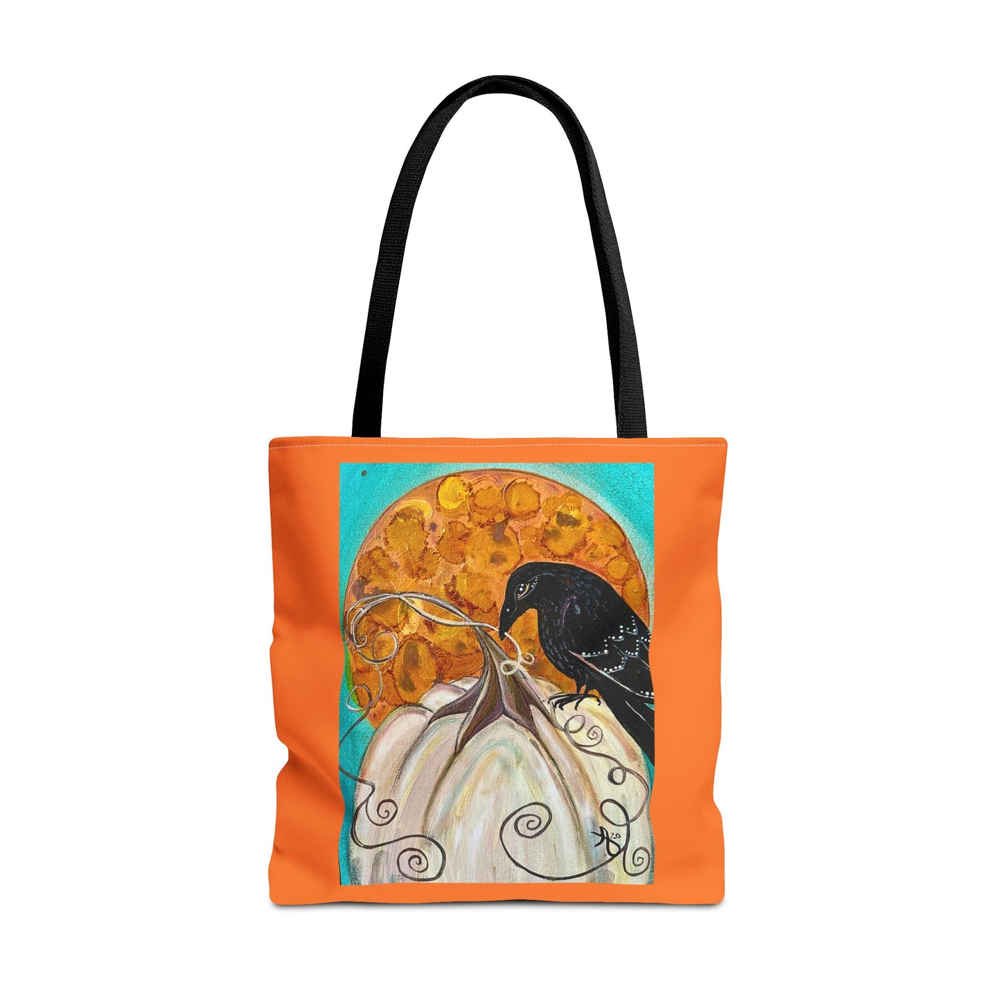 Raven Tote Bag - Original Art, Raven and White Pumpkin from Mama Mosaic Artworks - 3 Sizes