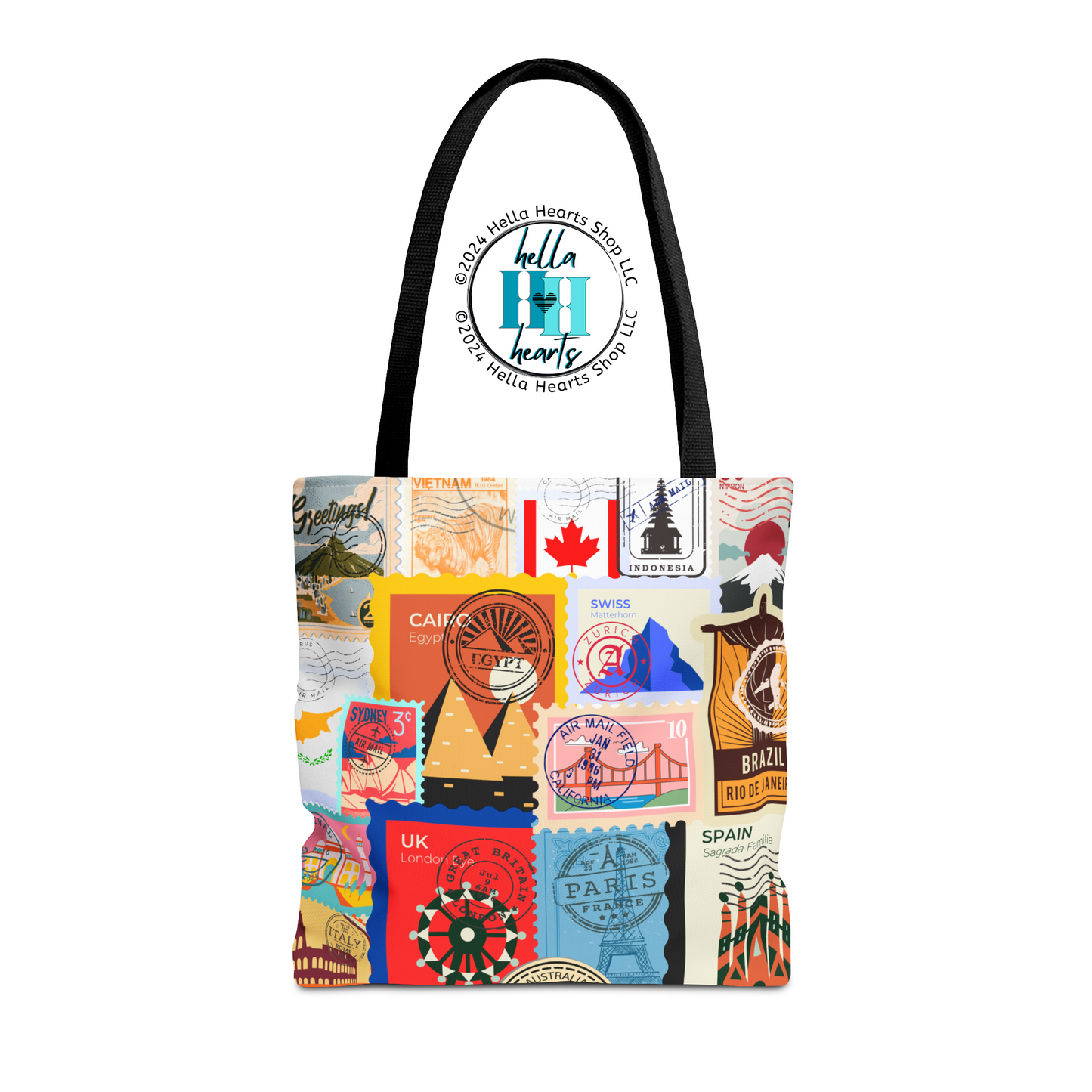 Travel Stamp Tote Bag - Water Resistant Tote - 3 Sizes