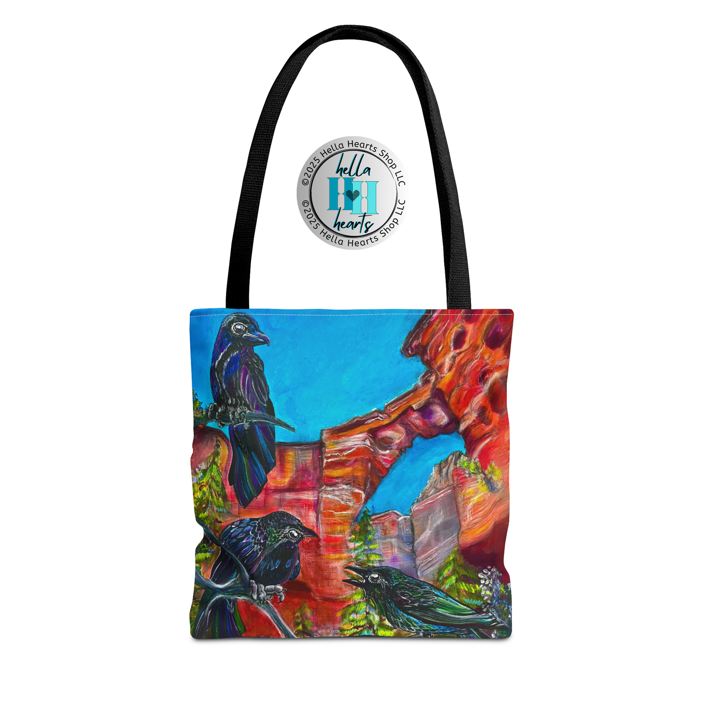 Sedona Devil's Bridge Tote Bag - Original Art, Three Ravens at Devil's Bridge from Mama Mosaic Artworks - 3 Sizes