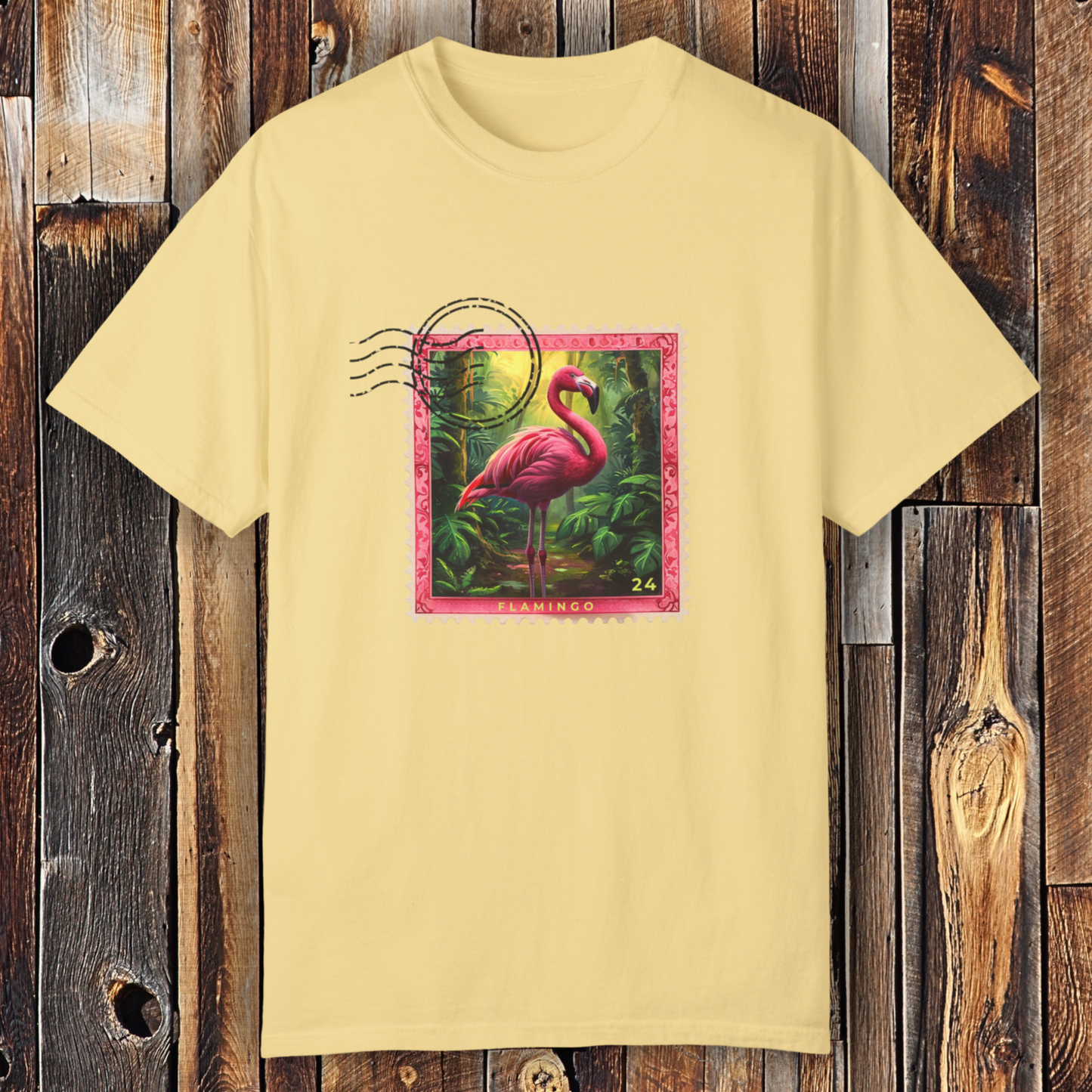 Flamingo Travel Stamp TShirt - Comfort Colors Unisex Crew