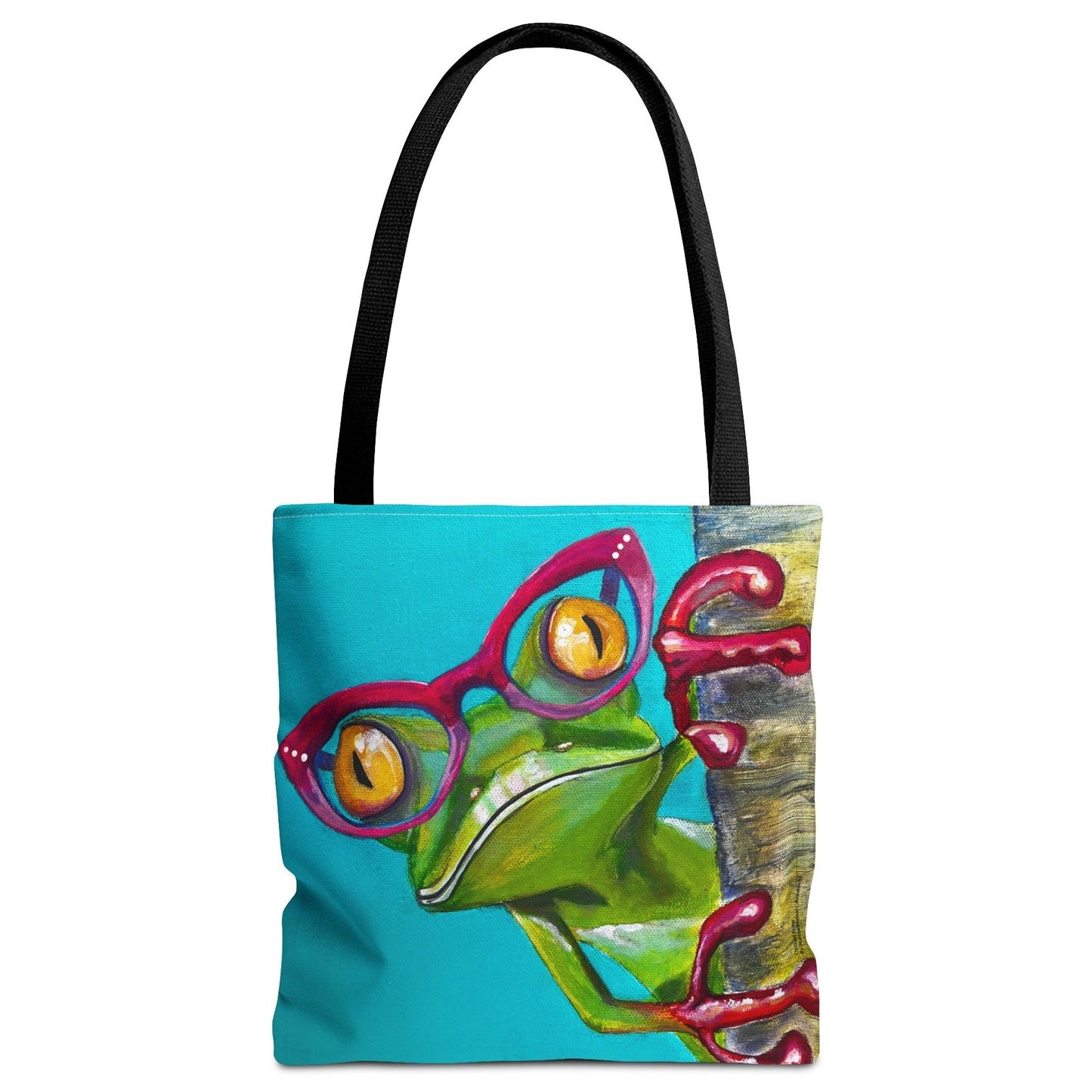 Frog Tote Bag - 3 Sizes - Read More Optical Frog from Mama Mosaic Artworks