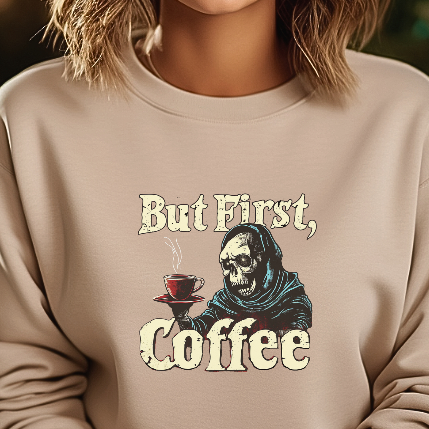 Coffee First Reaper Unisex Crewneck Sweatshirt