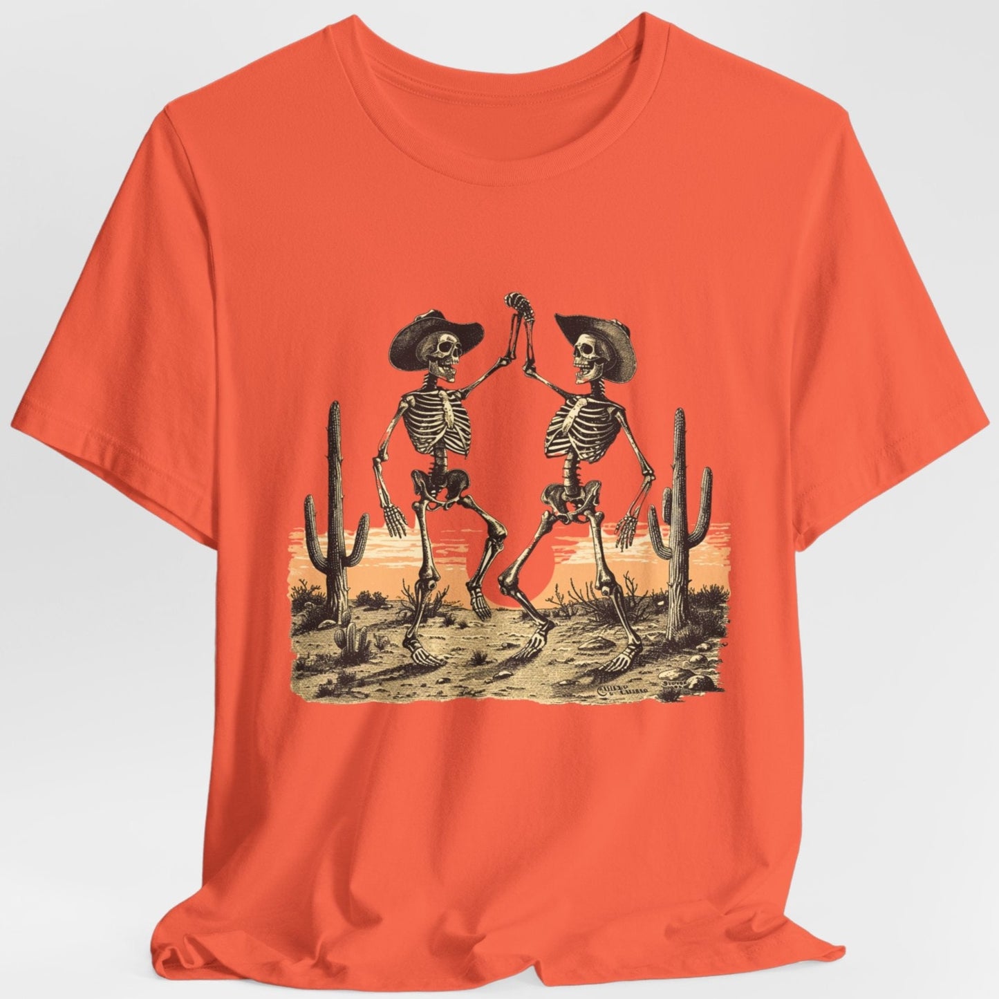 Skeleton TShirt - Dancing Cowboy Skeletons Unisex Crew