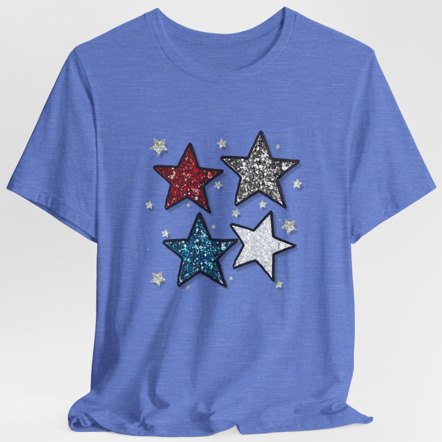 USA TShirt - Glittery Stars 4th of July Unisex Crew