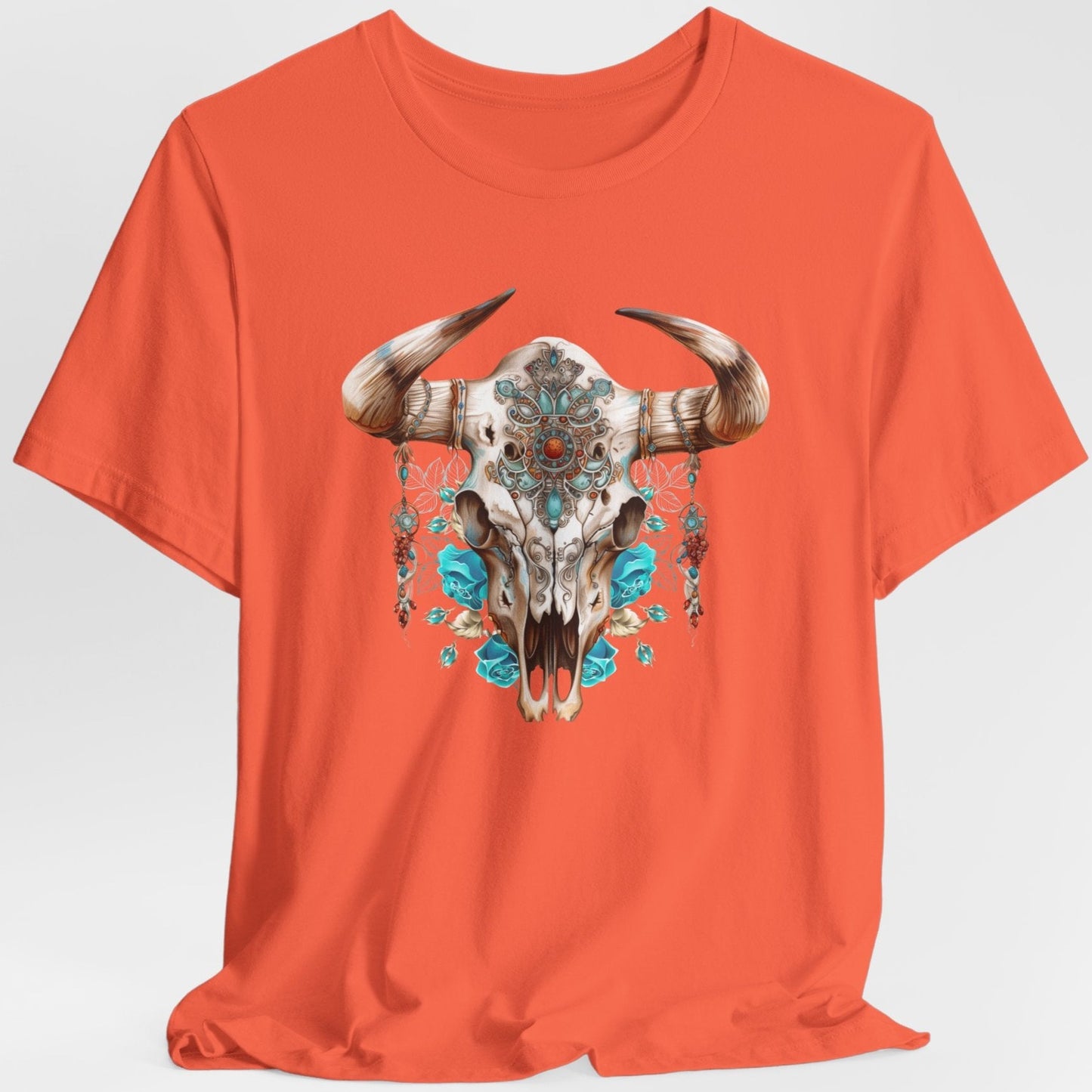 Western Bull Skull with Inlaid Turquoise Unisex TShirt