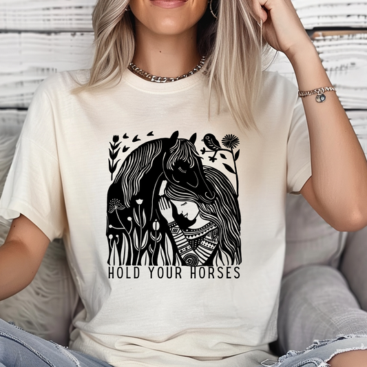 Horses Shirt - Hold Your Horses Shirt Comfort Colors Unisex Crew Tee