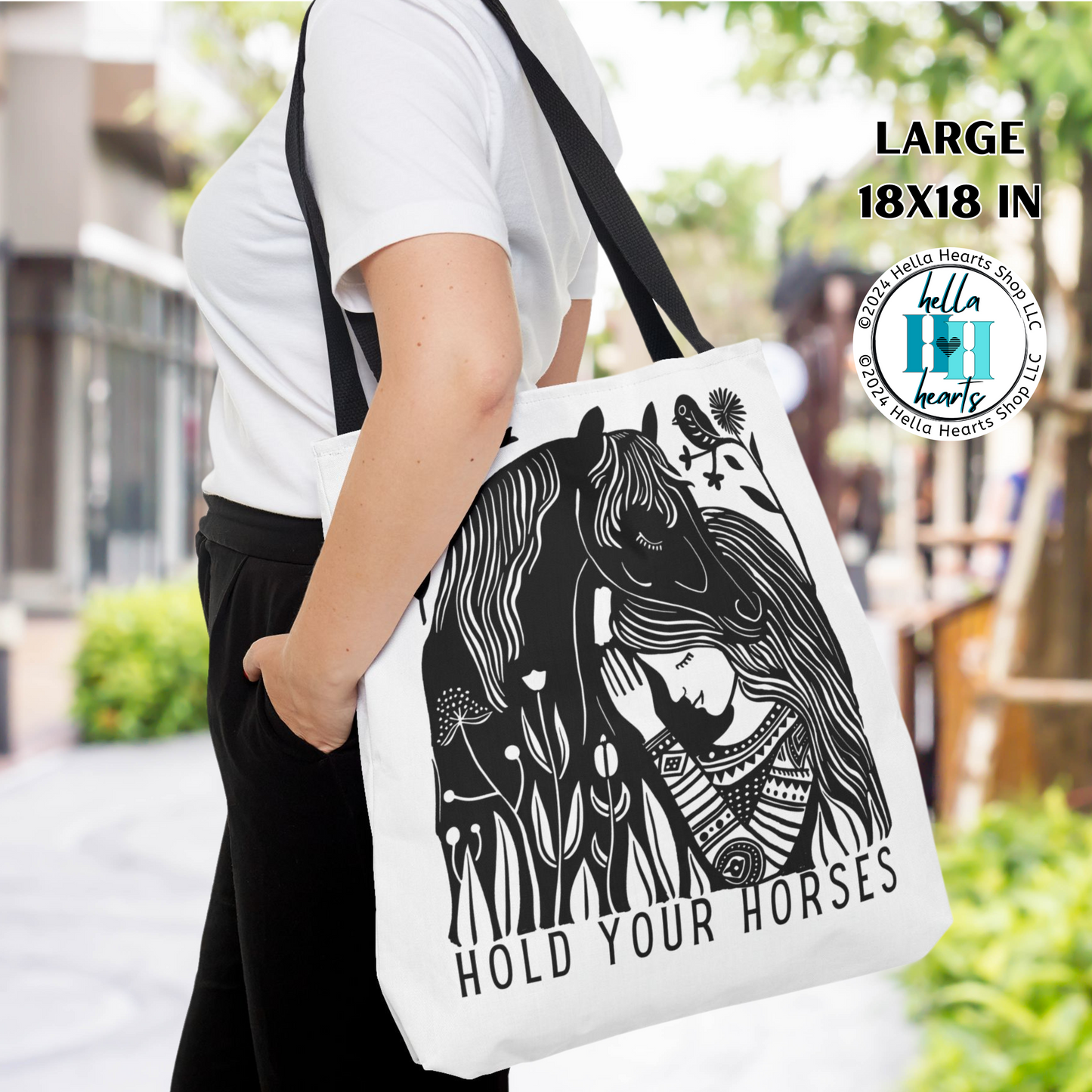 Horses Tote Bag - Hold Your Horses Book Bag - Water Resistant Tote - 3 Sizes