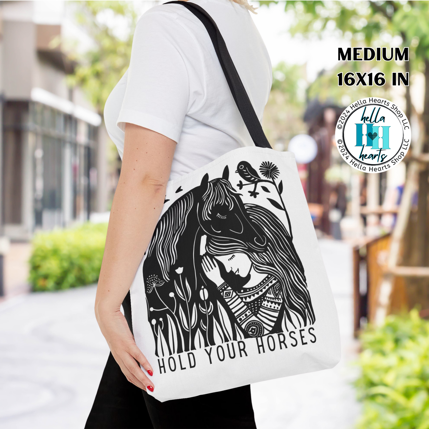 Horses Tote Bag - Hold Your Horses Book Bag - Water Resistant Tote - 3 Sizes