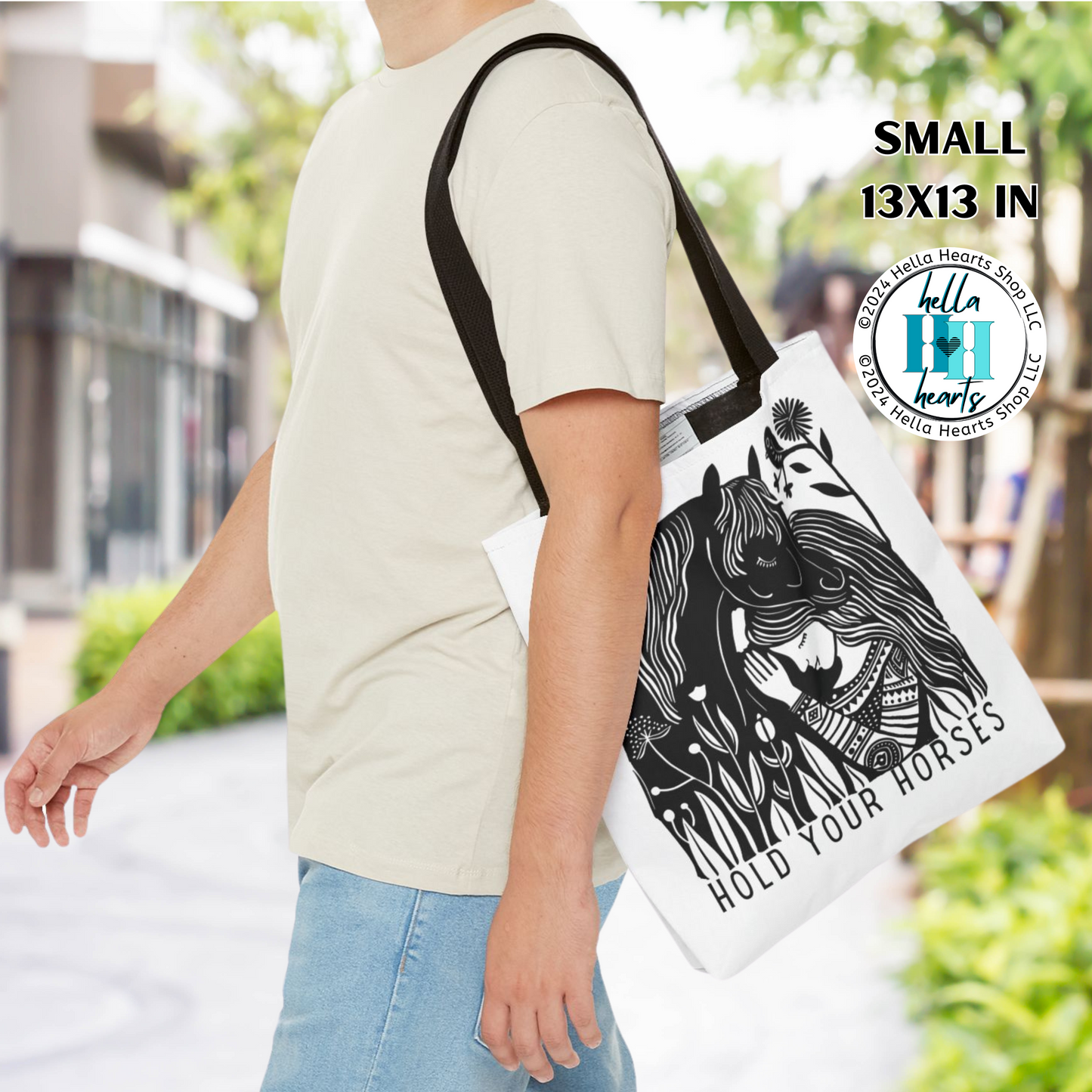 Horses Tote Bag - Hold Your Horses Book Bag - Water Resistant Tote - 3 Sizes