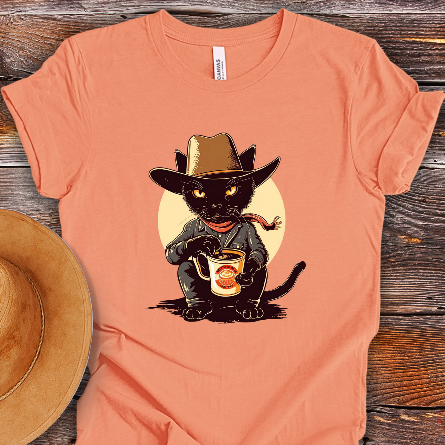 Cowboy Cat TShirt - Hombre Gato Black Cat Unisex Crew