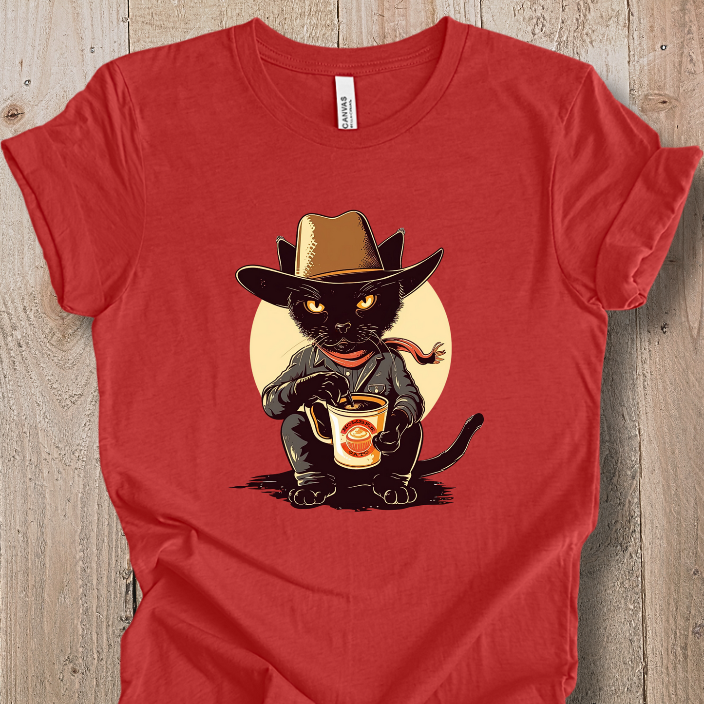 Cowboy Cat TShirt - Hombre Gato Black Cat Unisex Crew