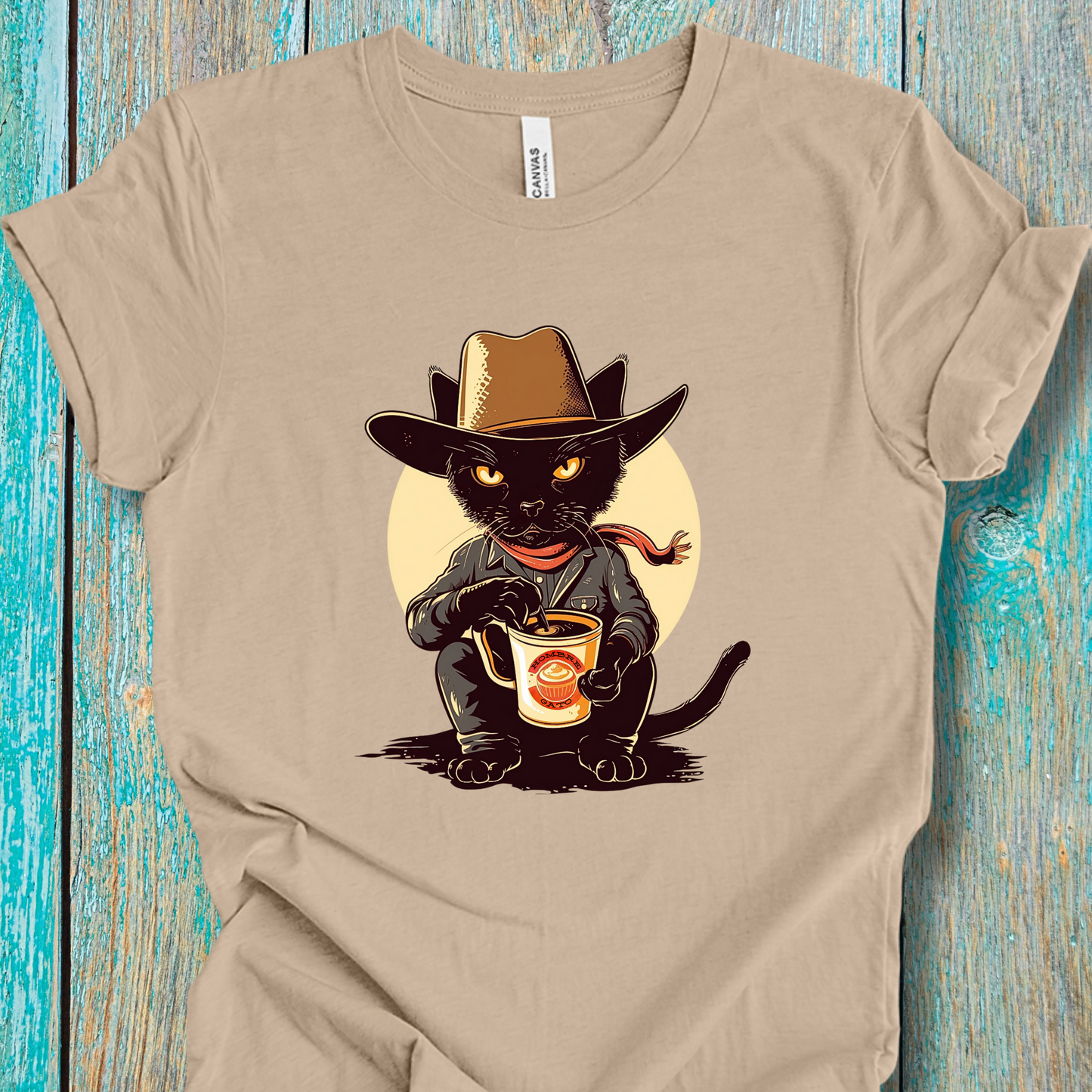 Cowboy Cat TShirt - Hombre Gato Black Cat Unisex Crew