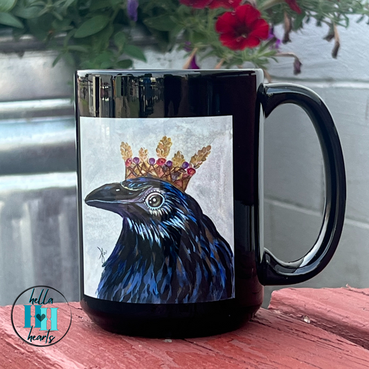 Crow Mug - 15oz Glossy Ceramic - King Crow from Mama Mosaic Artworks