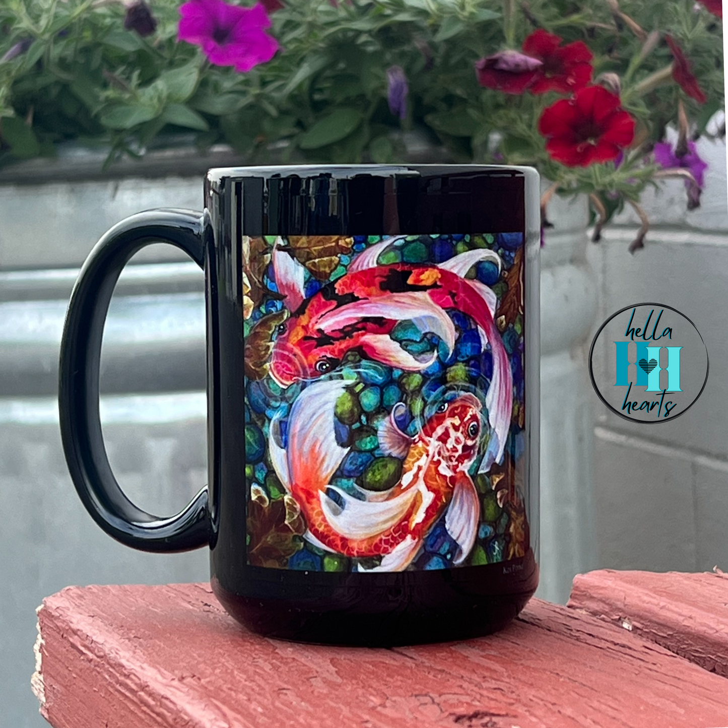 Koi Mug - 15oz Glossy Ceramic - Koi Pond from Mama Mosaic Artworks